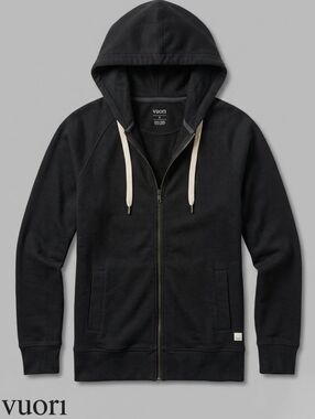 Vuori Restoration Hoodie Black Oversized XS Small Heavyweight Organic Cotton